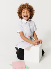 Clarks White Short Sleeve Clarks Boys School Shirts 2 Pack - Image 4 of 5
