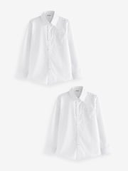 Clarks White Long Sleeve Clarks Boys School Shirts 2 Pack - Image 1 of 10