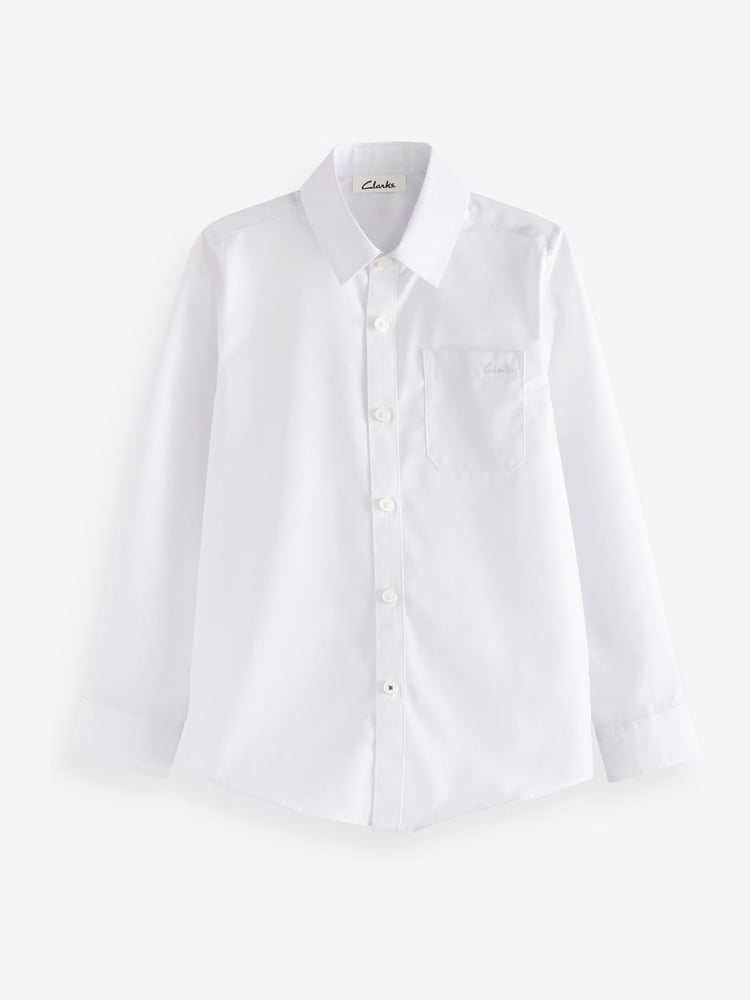 Clarks White Long Sleeve Clarks Boys School Shirts 2 Pack - Image 2 of 10