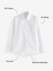 Clarks White Long Sleeve Clarks Boys School Shirts 2 Pack - Image 4 of 10