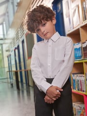 Clarks White Long Sleeve Clarks Boys School Shirts 2 Pack - Image 7 of 10