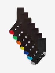 Black Football Cotton Rich Cushioned Socks 7 Pack - Image 1 of 8