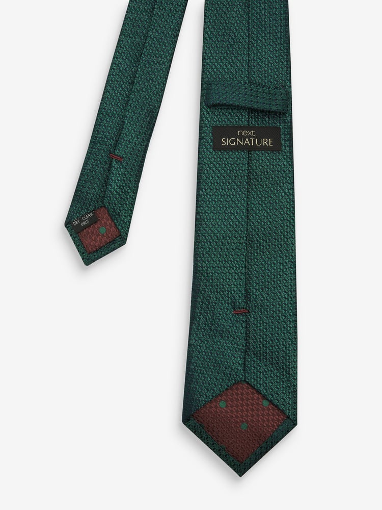 Forest Green Textured Silk Tie - Image 2 of 3 Forest Green Textured Silk Tie - Image 2 of 3