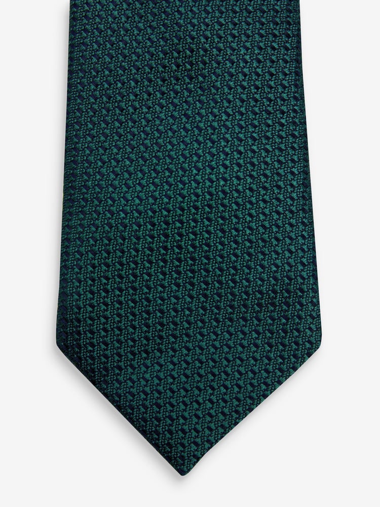 Forest Green Textured Silk Tie - Image 3 of 3 Forest Green Textured Silk Tie - Image 3 of 3