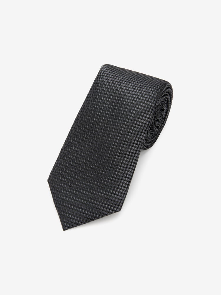 Charcoal Grey Textured Silk Tie - Image 1 of 3