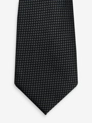 Charcoal Grey Textured Silk Tie - Image 3 of 3