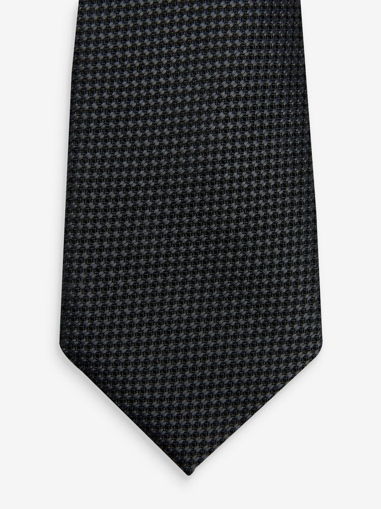 Charcoal Grey Textured Silk Tie - Image 3 of 3