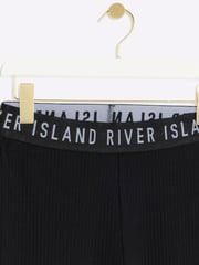 River Island Black Girls Rib Kickflare 100% Cotton Trousers 2 Pack - Image 3 of 4