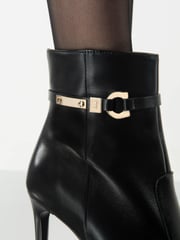 NeroGiardini Black Leather Pointed Heeled Ankle Boots - Image 2 of 6