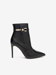 NeroGiardini Black Leather Pointed Heeled Ankle Boots - Image 3 of 6