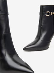 NeroGiardini Black Leather Pointed Heeled Ankle Boots - Image 5 of 6