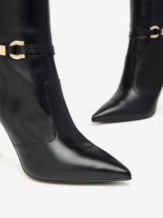 NeroGiardini Black Leather Pointed Heeled Knee High Boots - Image 4 of 5