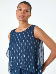 Roman Blue Shimmer Foil Print Tiered Dress - Image 4 of 5