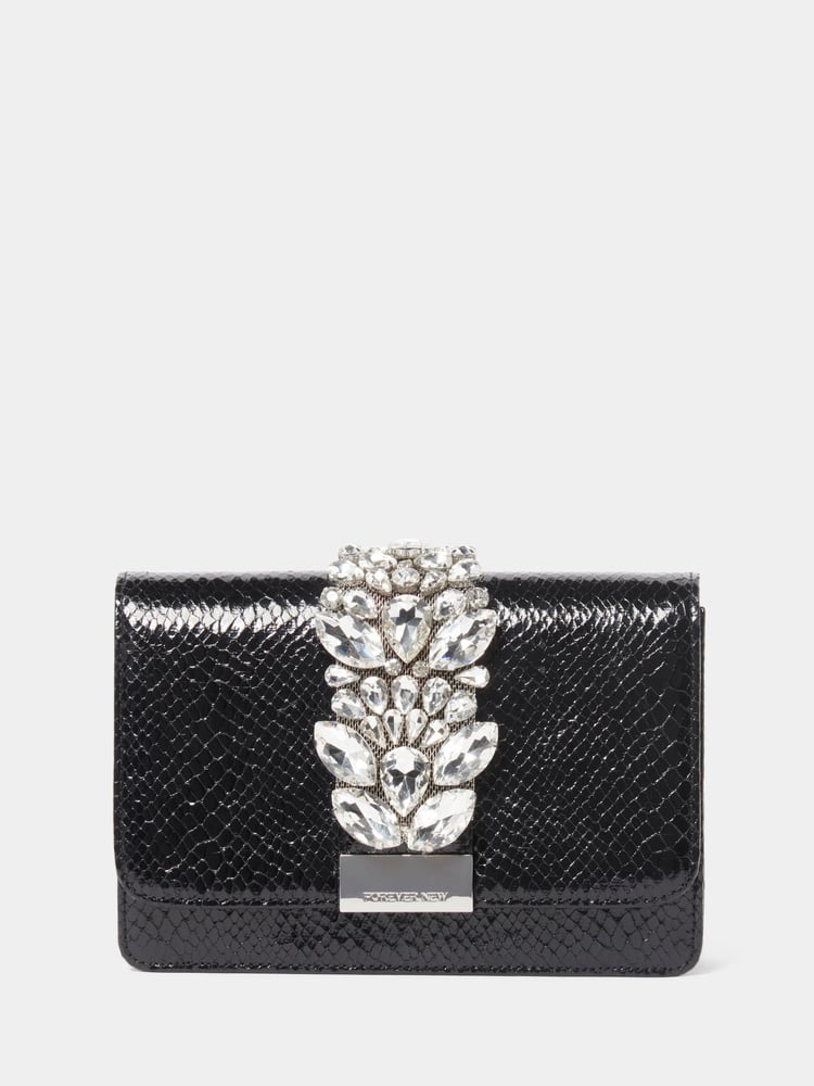 Forever New Black Signature Lucille Crystal Clutch - Image 2 of 5