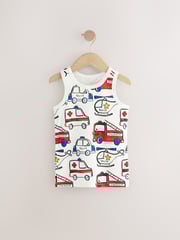 Red/Blue Emergency Vehicles 100% Cotton Vests 3 Pack (1.5-10yrs) - Image 3 of 7