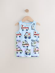 Red/Blue Emergency Vehicles 100% Cotton Vests 3 Pack (1.5-10yrs) - Image 4 of 7