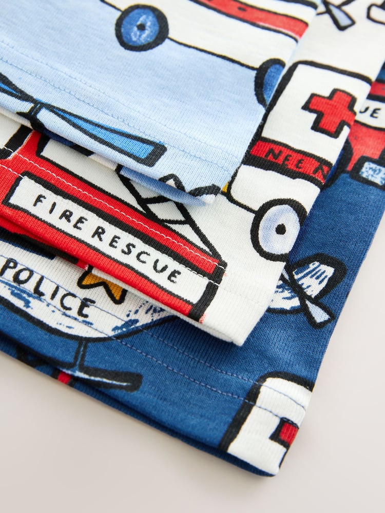 Red/Blue Emergency Vehicles 100% Cotton Vests 3 Pack (1.5-10yrs) - Image 7 of 7