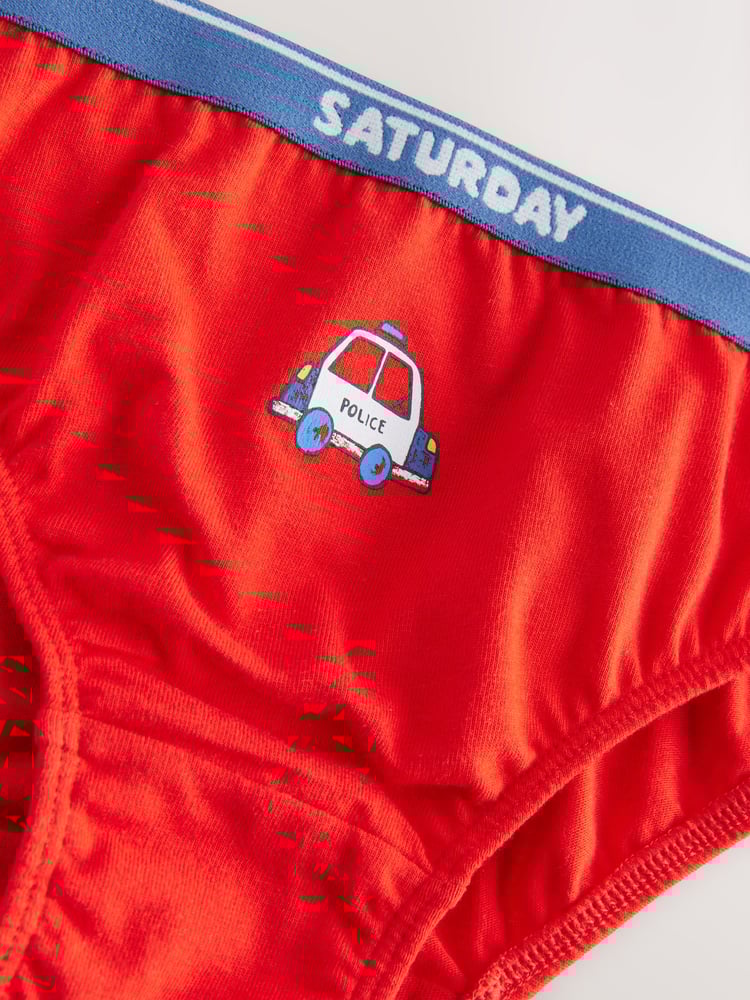 Red/Blue Emergency Vehicles Cotton Briefs 7 Pack (1.5-10yrs) - Image 11 of 11