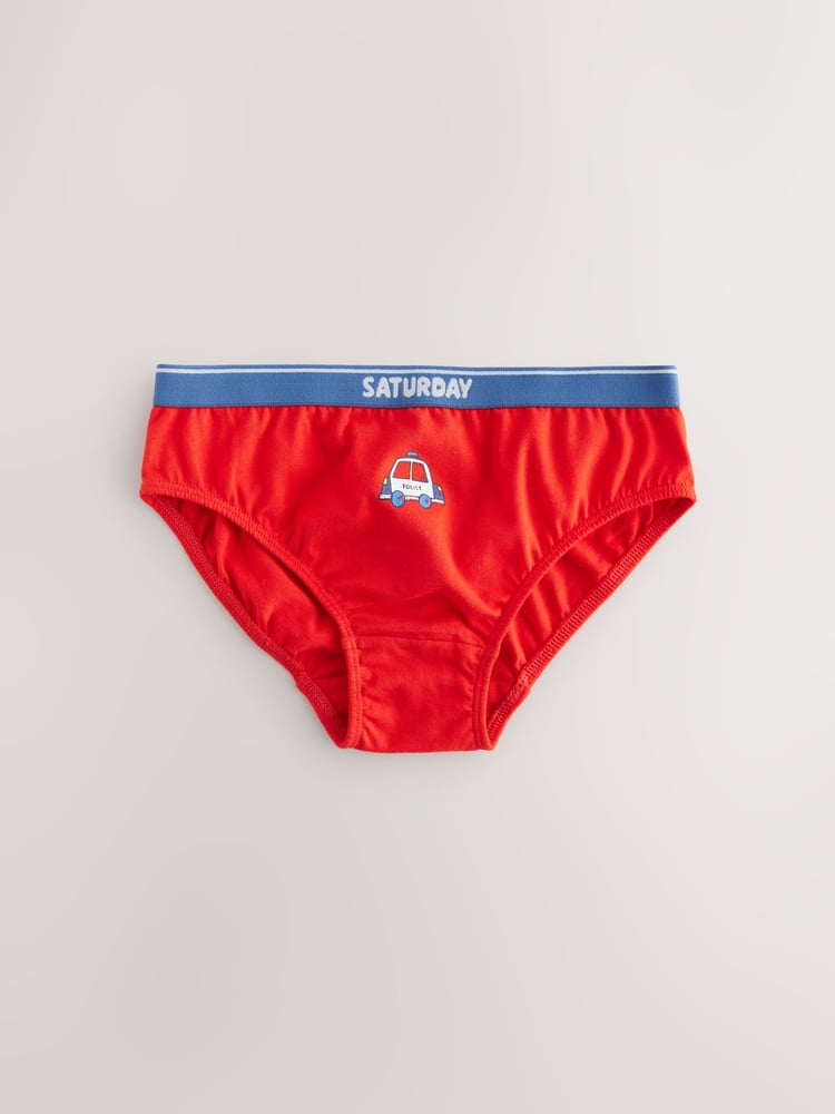 Red/Blue Emergency Vehicles Cotton Briefs 7 Pack (1.5-10yrs) - Image 2 of 11