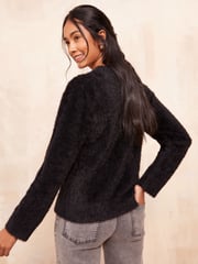 Friends Like These Black Eyelash Embellished Neck Jumper - Image 4 of 4