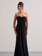 Club L London Black Kaz Chiffon Sweetheart Maxi Dress - Image 1 of 5