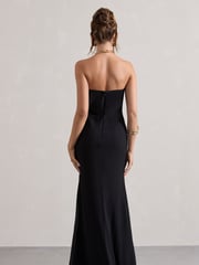 Club L London Black Kaz Chiffon Sweetheart Maxi Dress - Image 2 of 5
