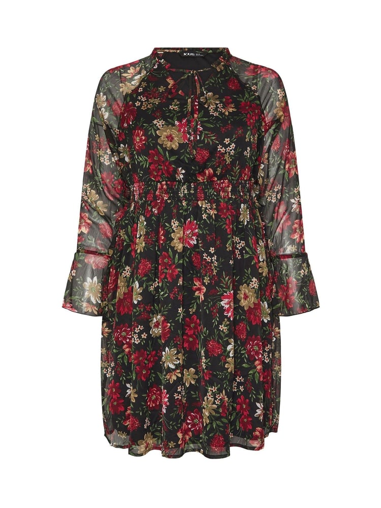 Yours Curve Red Tie Neck Chiffon Dress - Image 5 of 5
