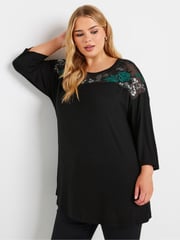 Yours Curve Black Embellished Top - Image 2 of 5