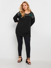 Yours Curve Black Embellished Top - Image 3 of 5