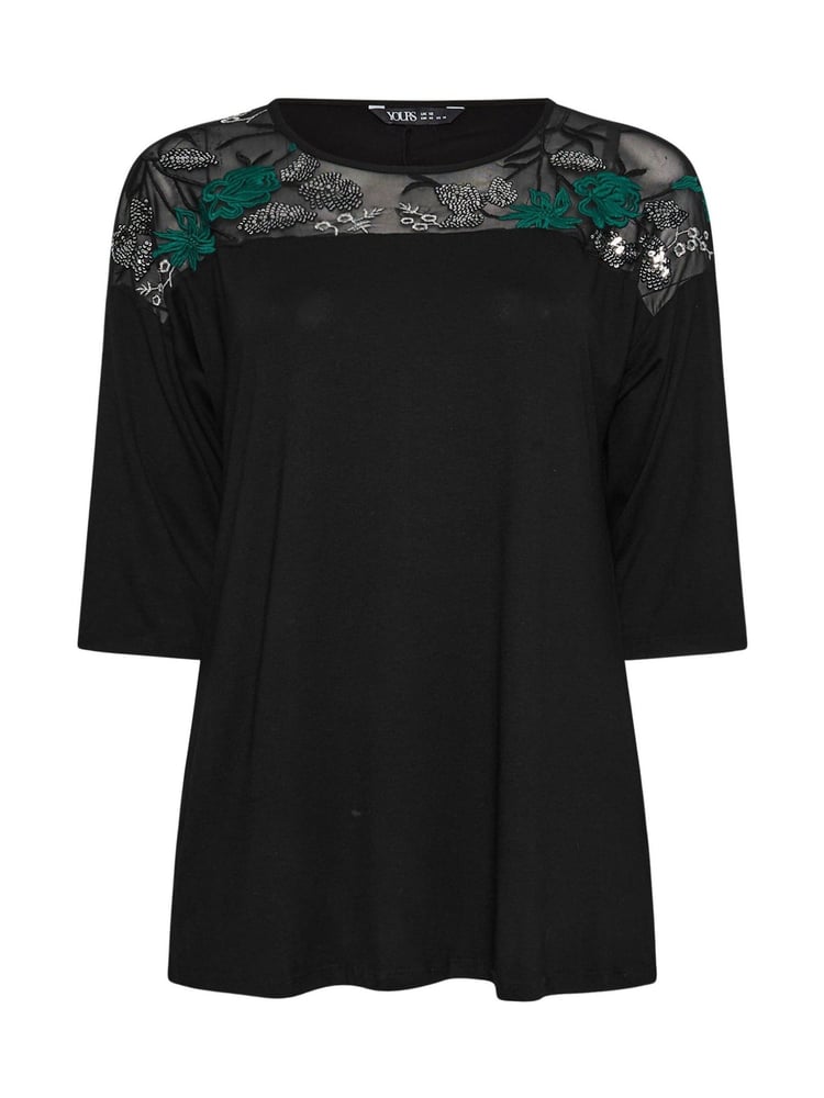 Yours Curve Black Embellished Top - Image 5 of 5