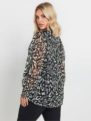 Yours Curve Black Studded Tape Chiffon Blouse - Image 4 of 5