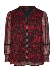 Yours Curve Red Studded Tape Chiffon Blouse - Image 5 of 5