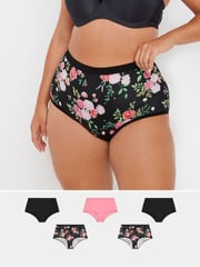 Yours Curve Pink Full Briefs 5 Pack With Stretch - Image 1 of 5