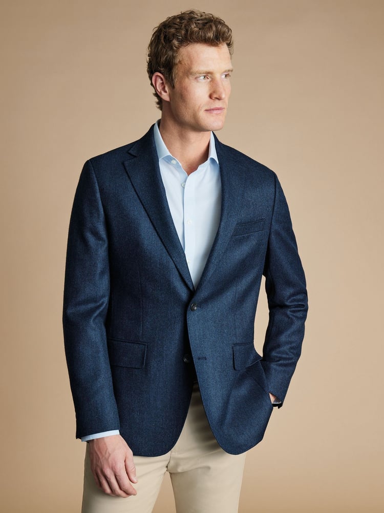 Charles Tyrwhitt Blue Twill Wool Texture Jackets - Image 1 of 5