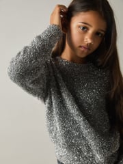 Reiss Silver Theadora 4-9 yrs Tinsel-Yarn Jumper - Image 1 of 4