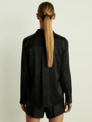Reiss Black Minnie Lamé Stripe Twill Tuxedo Shorts - Image 4 of 6
