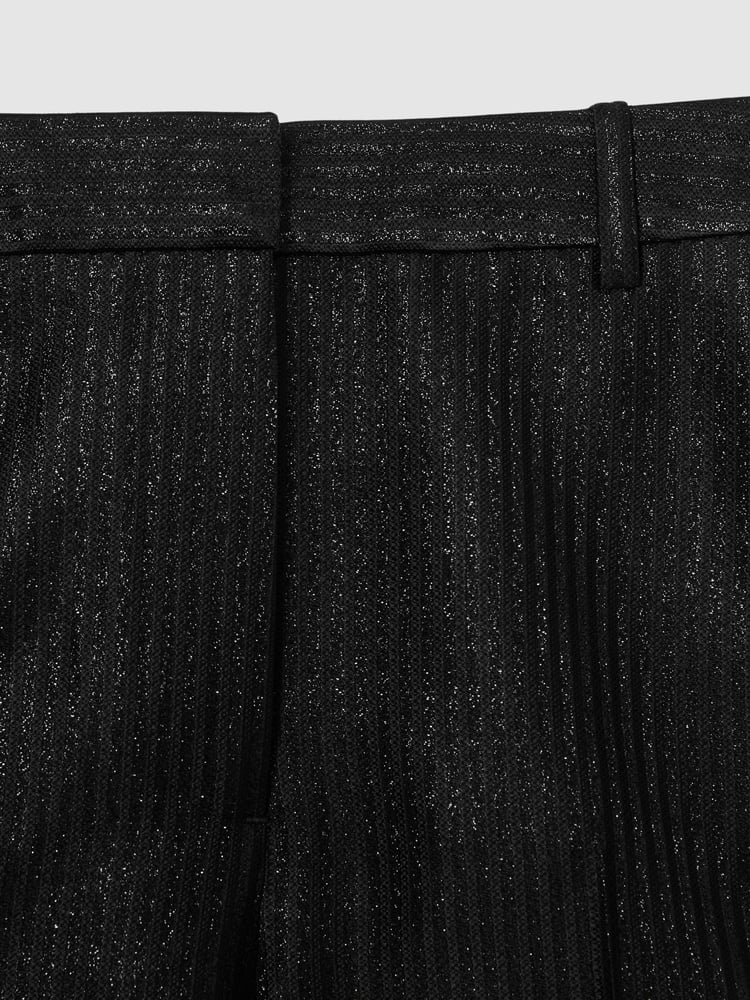 Reiss Black Minnie Lamé Stripe Twill Tuxedo Shorts - Image 6 of 6