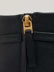 Reiss Black Emily Leather Chain Embellished Ankle Boots - Image 4 of 5