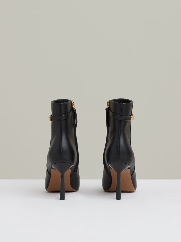 Reiss Black Emily Leather Chain Embellished Ankle Boots - Image 5 of 5
