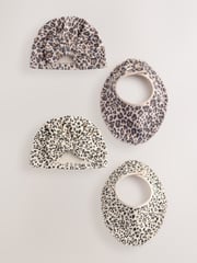 Animal Print Baby Turbans and Dribble Bibs 4 Piece Set (0mths-2yrs) - Image 1 of 7