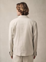 Ecru Cotton Linen Blend Shacket - Image 3 of 8