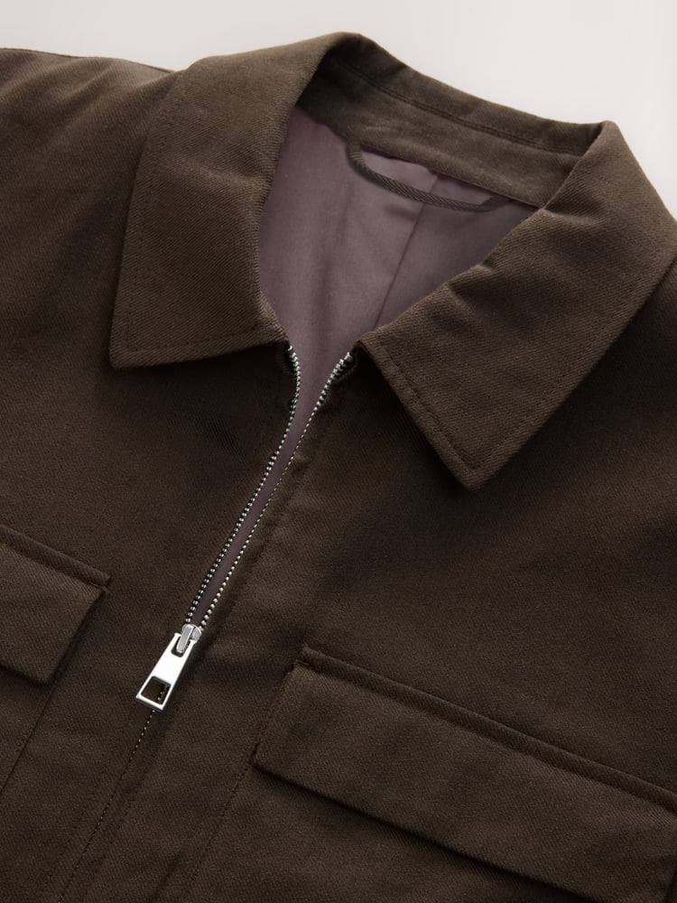 Brown Cotton Linen Blend Shacket - Image 10 of 10