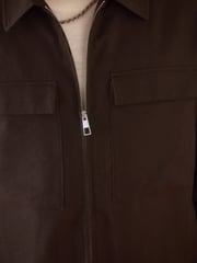 Brown Cotton Linen Blend Shacket - Image 5 of 10