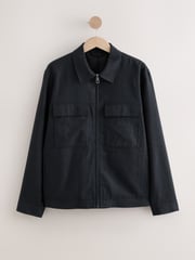 Black Cotton Linen Blend Shacket - Image 6 of 10