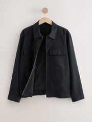 Black Cotton Linen Blend Shacket - Image 7 of 10