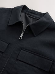 Black Cotton Linen Blend Shacket - Image 9 of 10