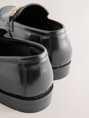Black with Gold Hardware Leather Loafers - Image 4 of 5