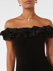 Forever New Black Stephanie Ruffle Crepe Bustier Top - Image 3 of 5