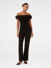 Forever New Black Stephanie Ruffle Crepe Bustier Top - Image 5 of 5
