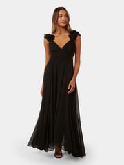 Forever New Black Selena Petite Ruffle Maxi Dress - Image 1 of 4
